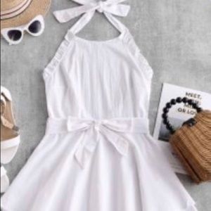 Ruffles Halter Overlay Dress